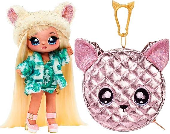 Na Na Na Surprise Glam Series Victoria Grand Fashion Doll and Metallic Chihuahua Purse, Blonde Hair, Cute Dog Ear Hat Outfit & Accessories, 2-in-1 Kids Gift, Toy for Girls & Boys Ages 5 6 7 8+ Years