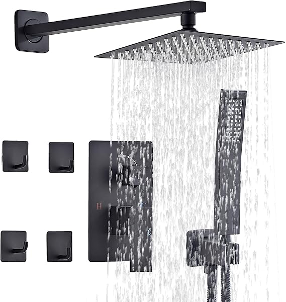 10" Matte Black Shower Head And Handle set shower faucet set