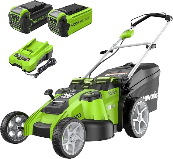 Greenworks 40V 20in Push Lawn Mower, 4.0 Ah and 2.0 Ah Battery, Charger