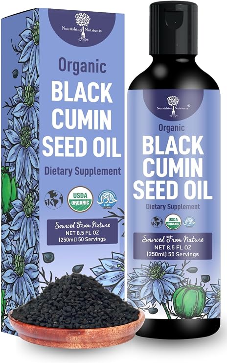 USDA Organic Black Cumin Seed Oil, Cold Pressed,Up to 4% Thymoquinone 8.5oz