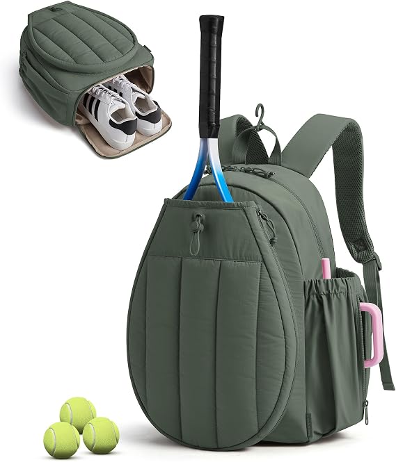 BAGSMART Tennis Gym Bag for Women, Quilted Pickleball 15.6" Laptop Backpack