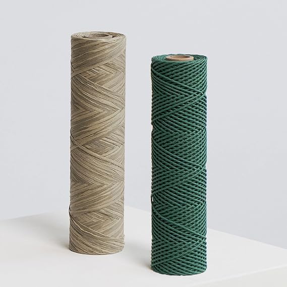 GoDear Design Paper Raffia 2 Rolls Bundle - Sage Beige x Lake Green