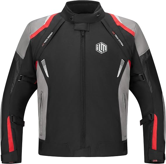 ILM Motorcycle Jacket Men with CE Armor All Season Waterproof Jacket JF1(Red,XL)