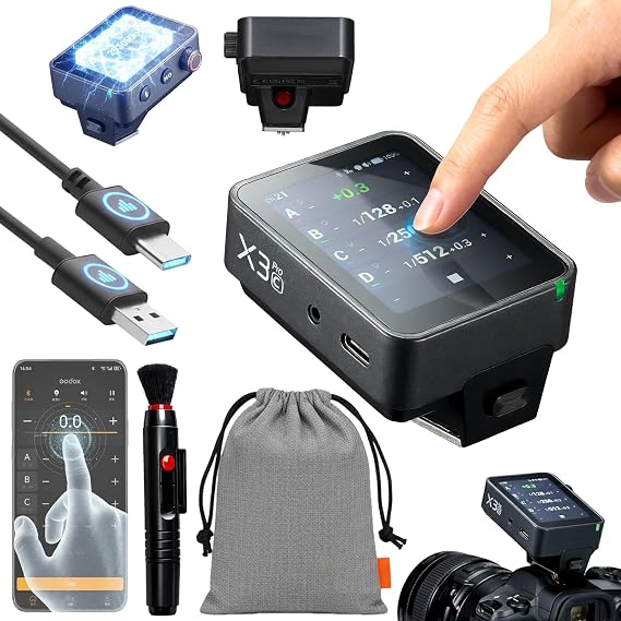 GODOX X3 PRO C X3PRO C Shutter Control Flash Trigger for Canon with Bluetooth Integration & APP Control Touch Screen 2.4GHz Wireless X System Pro Shooting Modes TTL Wireless Fast Charging