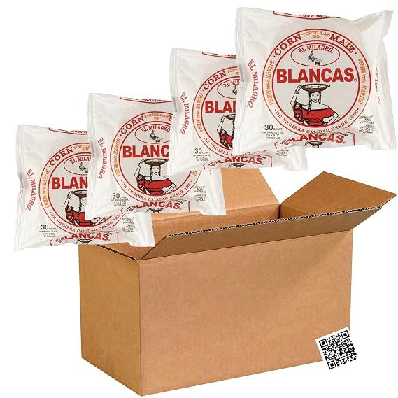 VentasBox El Milagro White Corn Maize Blanca Tortillas, 120 Count (4 Packs), Authentic Mexican, with Re-order QR Code Refrigerator Magnet