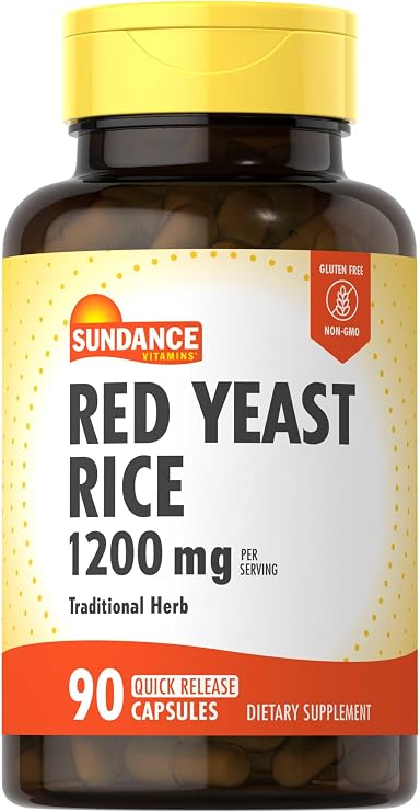 Sundance Red Yeast Rice 1200mg Capsules | Traditional Herbal Supplement | Non-GMO and Gluten Free Formula