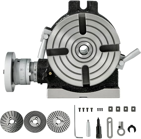 Rotary Table, 6" Horizontal Vertical Milling Table, 360 Precision, 4-Slot MT-2 Rotary Table for Milling Machine with Indexing Plates for Drilling Boring