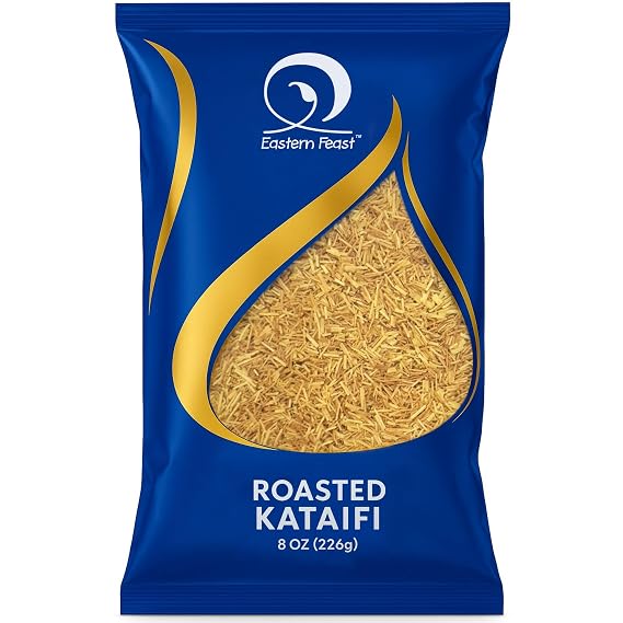 Eastern Feast - Roasted Kataifi, 8 oz (227g), Ready to Use Shredded Kunafa Dough for Dubai Chocolate, Desserts, Toppings