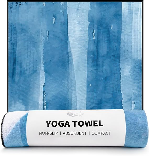 QiyI Non Slip Hot Yoga Towel, 70"x26", Blue Tie Dye