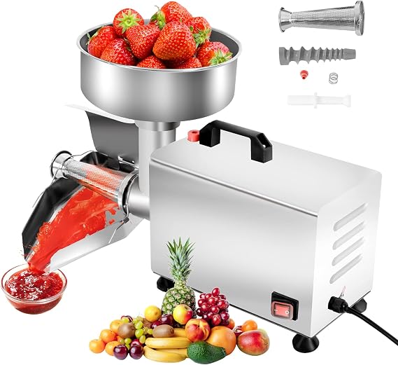 110V Electric Tomato Strainer 450W Commercial Grade Tomato Milling Machine Stainless Steel Tomato Press and Strainer 50 Kg/H Pure Copper Motor Food Strainer and Sauce Maker