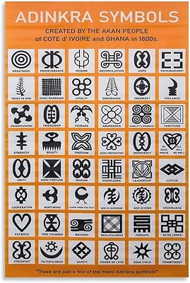African Wall Art, Adinkra Symbols, Celebrating Black Culture And Lineage in Honor of African History Poster Canvas Wall Living Room Art Poster Bedroom Painting And Wall Art Picture Print Modern Home B