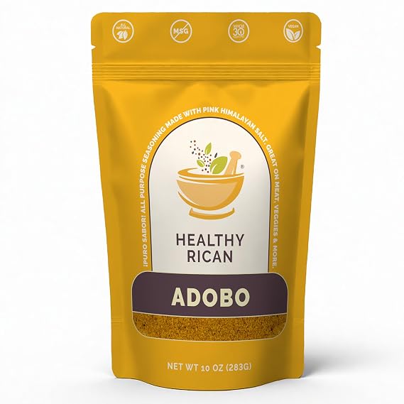 Healthy Rican Adobo Seasoning 10 oz, Clean All Purpose Carribean Latin Spice Mix MSG Free No Preservatives Artificial Flavors Red 40 Gluten Free Low Sodium Keto Friendly Whole 30 Approved (Adobo Large)