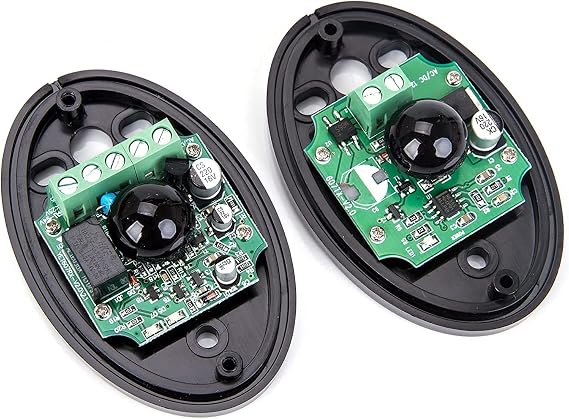 Safety Infrared Sensor, Automatic Single Beam Counterpart 12/24v, Waterproof Detector Alarm,1Pair Half Egg 20m, for Home Gate Door Window Security System, (Transmitter and Receiver) Black