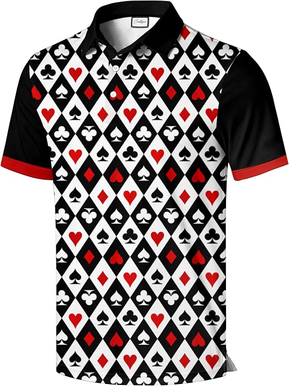 Men's Printed Polo Shirt,Casual Golf Polo Top, Eye Catching Pattern, Modern Statement Style,Regular Fit