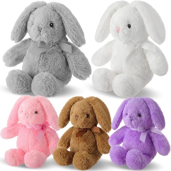 Arrowbash 5 Pcs 13.5 Inch Plush Easter Bunny Stuffed Animal Stuffed Bunny Rabbit Toy for Baby, Toddler and Kids Cute and Cuddly Friend for Boy or Girl Great Gift for Easter, Christmas, Birthday