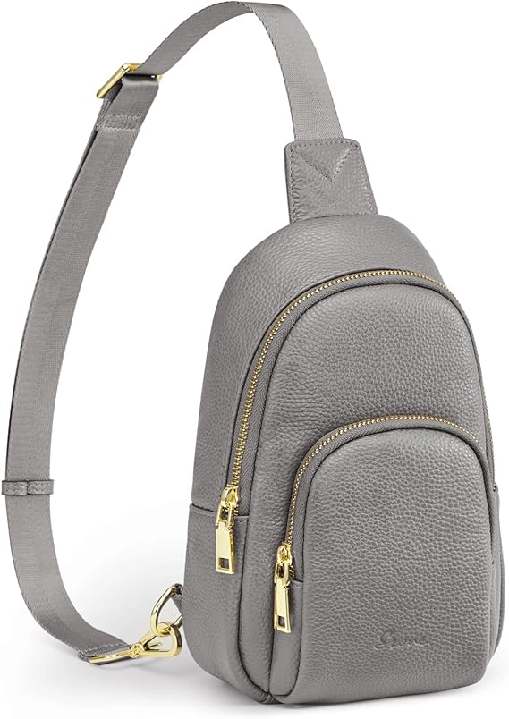 S-ZONE Leather Sling Bag for Women Men RFID Blocking Small Crossbody Purses