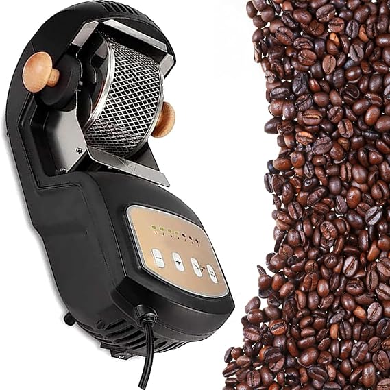 Coffee Roaster Machine 1600W, 300G Electric Coffee Bean Roasting Machine with 7 Levels Adjustable DIY Stainless Steel Rollers Baking Machine for Home Coffee Shop 110V