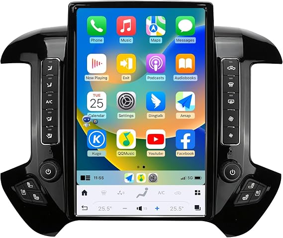 Car Radio for Chevrolet Silverado GMC Sierra 2014-2019 Update Replacement Head Unit 14.4 Inch 2K IPS Touch Screen Tesla Style Carplay Android Auto GPS Navigation Multimedia Play OEM 4.2 Inch(Black)