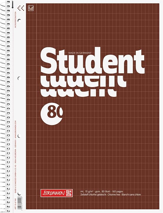 Brunnen 1067940 Student Notepad A4 rautiert White, Brown Envelope