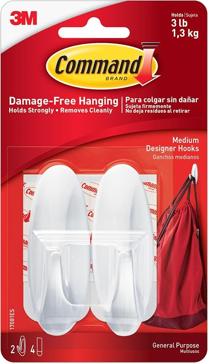 Command Medium Designer Hooks, 2 Hooks, 4 Strips