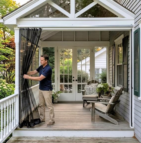 Akon Custom Made Mosquito Netting Curtain Panels, Patios and More | Made-to-size mosquito screen panels for patios, porches, screen rooms, and gazebos. UV rated mesh with grommets or track.