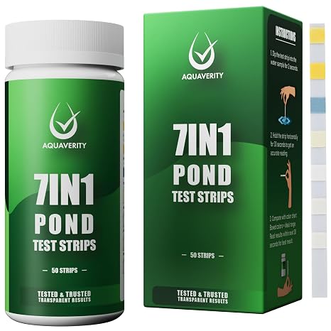 7-in-1 Pond Test Strips Accurate Pond Water Test Kit - 50 Strips | Test Strips to Measure pH, Nitrate, Nitrite, Carbonate, Hardness, Total & Free Chlorine Easy-to-Use - for All Garden Ponds