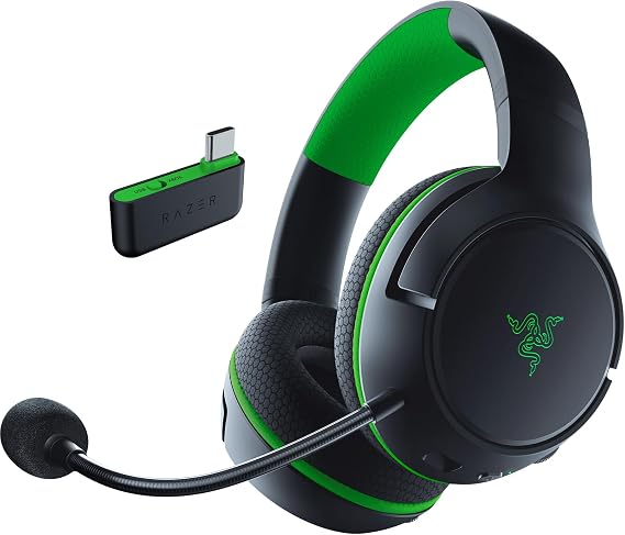 Razer Kaira HyperSpeed Wireless Multiplatform Gaming Headset for Xbox (HyperSpeed Wireless Triforce 50mm Driver HyperClear Cardioid Mik FlowKnit Memory Foam Ear Pads) Black