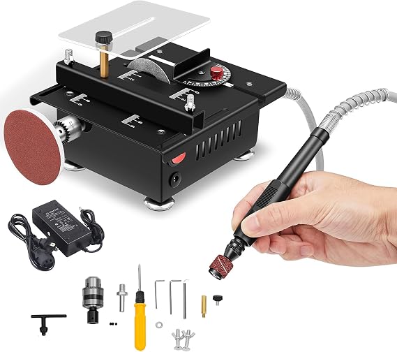 Mini Multi-Functional Table Saw Portable Mini Table Saw for Crafts,Speed & Angle Adjustable, All-in-One Machine, for Wood/PCB/Acrylic/Plastic