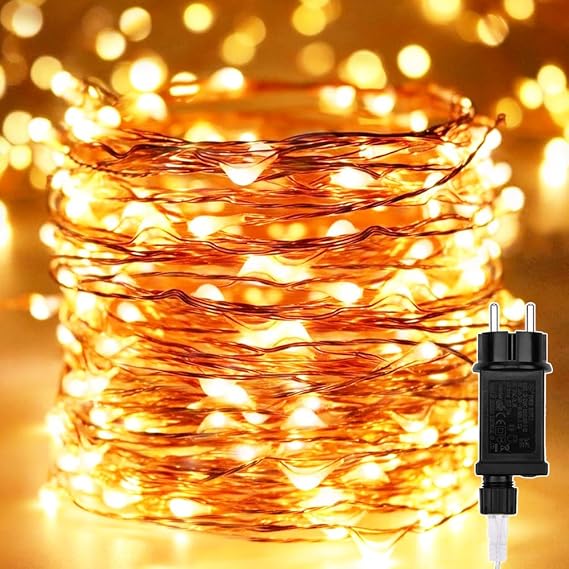 LED Fairy Lights Outdoor 30 m 300 LED Lights Copper Wire Christmas Lighting Indoor Outdoor Decoration Waterproof with 8 Modes for Room Christmas Trees Garden Party Wedding Holiday Decoration Warm White [Energy Class F]