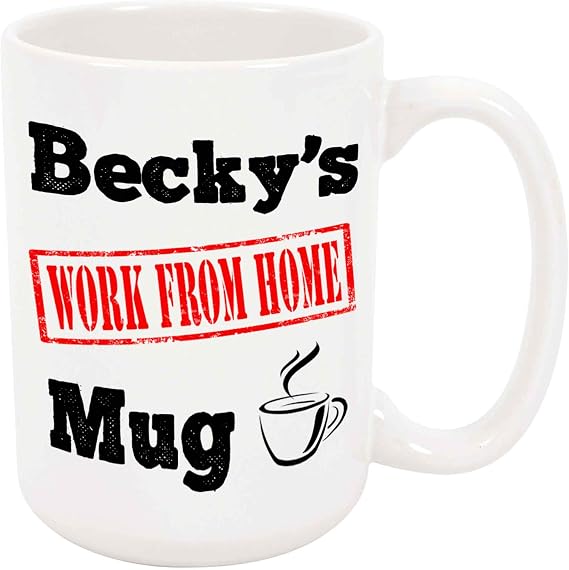 Becky's Work From Home Coffee Mug - Custom Personalized Cup, 11 oz