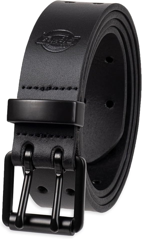 Dickies Men's Double Prong Leather Work Belt Fully Adjustable, Regular & Big and Tall Sizes