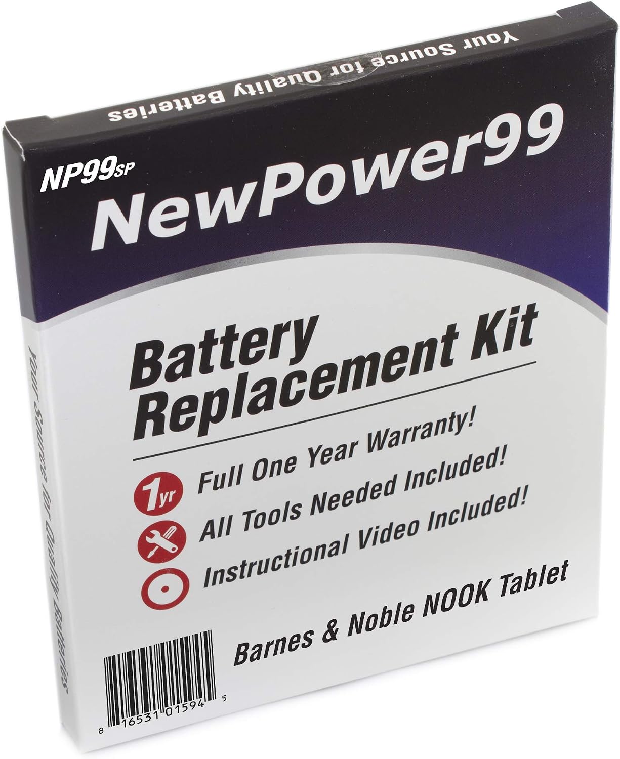 NP99sp NewPower99 Battery Replacement Kit with Battery, Video Instructions and Tools for Barnes and Noble Nook Tablet