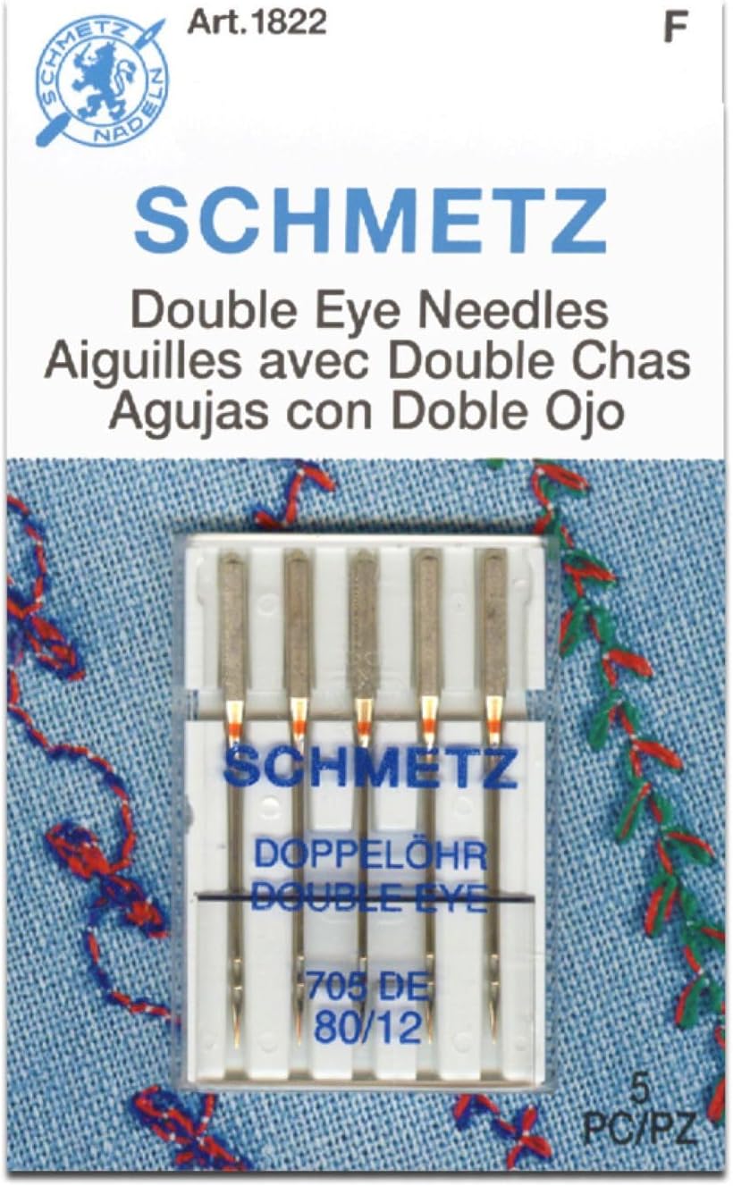 SCHMETZ Double Eye 705 DE Household Sewing Machine Needles - Carded - Size 8012