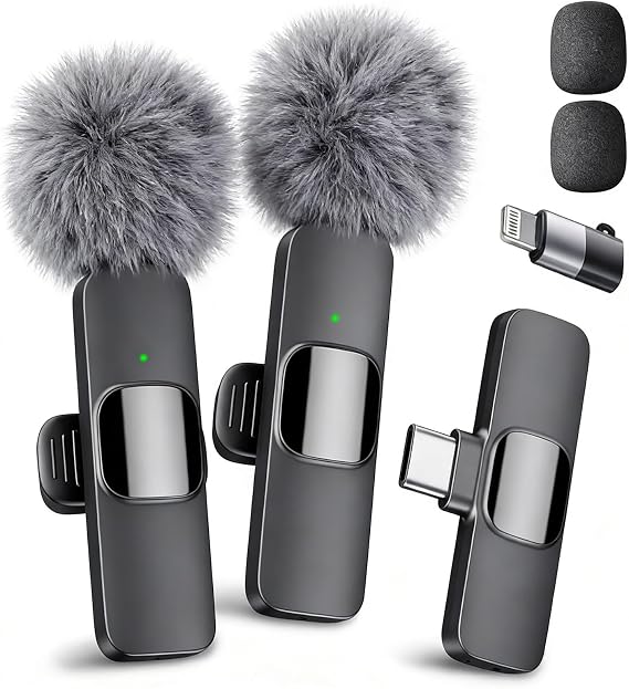 YRF Wireless Lavalier Microphone for iPhone - iPad, Android Phone, Mini Lapel Mic with Noise Reduction and Crystal Sound for Video Recording, Vlogging, TikTok, YouTube