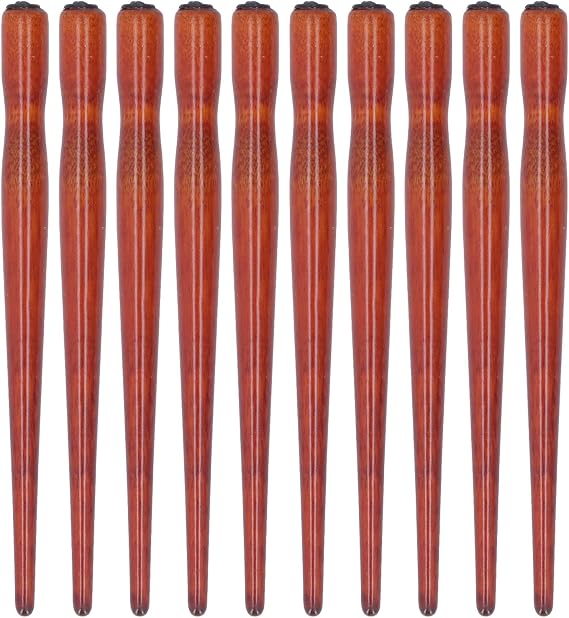 10 Pcs Dip Pen Set Nib Pen Holder Comic Dip Speedball Wooden Pen Nib Holder for Art Painting English Calligraphy (Color Rockoo)