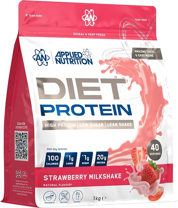Applied Nutrition Diet Whey - High Protein Powder Supplement, Low Carb & Sugar, for Weight Management with CLA, L Carnitine, Green Tea (1kg - 40 Servings) (Strawberry Milkshake)