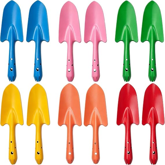 12PCS Mini Garden Hand Trowels, Colourful Small Metal Garden Shovels, 28cm-Digging & Transplanting Tool for Flowers, Soil, Gardening, Suitable for Kids and Adults