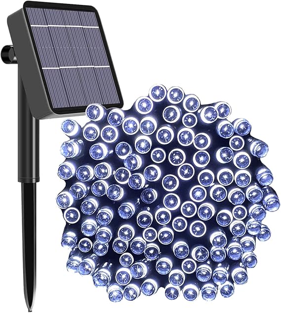 Solar String Lights Outdoor, 65ft 200 LED Solar Garden Fairy Lights Waterproof 8 Modes Solar Powered Decorative Lights for Patio, Garden, Yard, Tree, Home, Party - Cool White [Energy Class A+++] [Energy Class A++]
