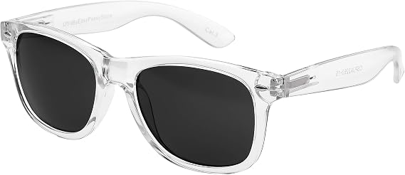 Ultra - Clear Frame Sunglasses UV400 - Transparent Retro Unisex Mirrored Fashion Glasses for Men & Women with Spring Hinges & Pouch