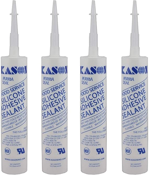 Kason 3700 Series Rubbaseal Silicone Sealant, Pack of 4, Aluminum 10.3 oz. Tubes, 63700000003