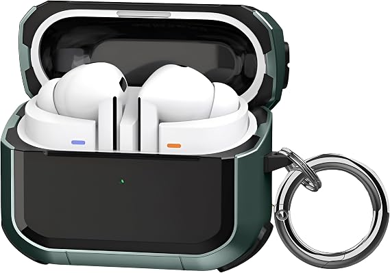 Teknoft Samsung Galaxy Buds 3 Pro, Buds 3 ve Buds 3 FE ile Uyumlu Darbelere Karşı Ultra Güçlü Çift Renkli Sert Kenarlı Mat Silikon Kılıf (Yeşil, Galaxy Buds 3 Pro/3/3 FE)