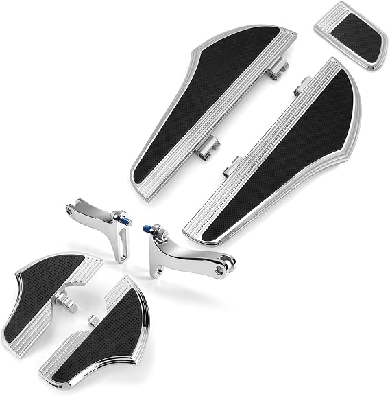 For Harley Davidson Floorboards Touring Street Road Glide Passenger Defiance Floorboards Motorcycle Footboards (Chromed, Rider+Passenger+pedal)