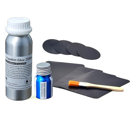 Seamax Commercial Grade 2 Part Marine Adhesive for All PVC and Hypalon Inflatable Boats, Sealed in Aluminum Bottles for Long Term Storage (Hypalon 250ml 2 Part Glue, with Dark Grey Material)