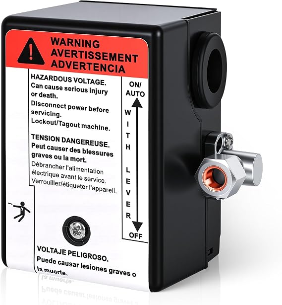 23474570 Pressure Switch for Ingersoll Rand, 135/175 PSI Pressure Switch for Ingersoll-Rand 3-Phase 2340 2475 2545 7100 & 7.5HP 1-Phase 2475 Air Compressors, 4-Port 1/4" FNPT, Built-In Unloader Valve