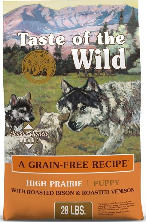 Taste of the Wild High Prairie Puppy Dry Dog Food, Roasted Bison, 28lb | Puppy, Adult & Senior Dogs | Grain Free Recipe* | Nutrient Dense to Help Support Peak Health |  DHA & Probiotics