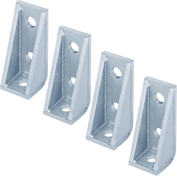 4 Pack 90 Degree Gusseted L Bracket, 1-5/8" Strut Channel Fititing