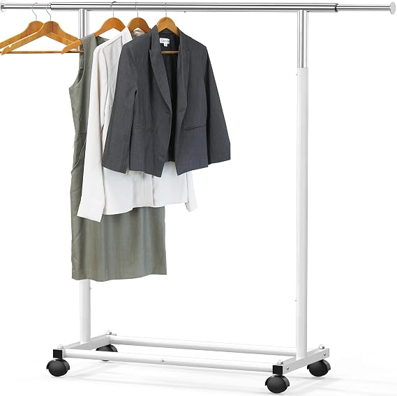 Simple Houseware Standard Rod Garment Clothing Rack, White