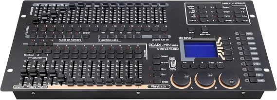 Professional DMX512 Stage Lighting Controller, Mini Pearl Stage Light Console,1024 Channels, 96 Fixtures, 60 Scenes, USB R20 Compatible