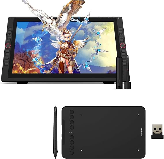XP-PEN Artist 22R pro Drawing Tablet with Screen 120% sRGB with Battery-Free Stylus Full-Laminated Technolog 21.5 inch Pen Display & XP-PEN Deco mini7W Wireless Graphics Drawing Tablet