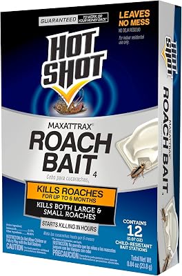 Hot Shot MaxAttrax Roach Bait 12 Count, Child-Resistant Bait Stations Pack of 1